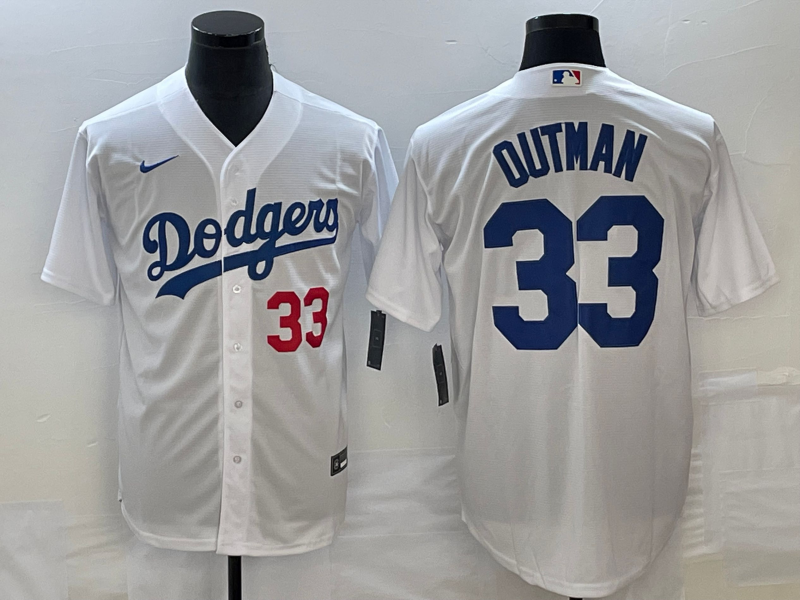 Men's White Los Angeles Dodgers #33 James Outman Cool Base Stitched Baseball Jersey